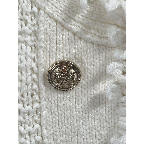 Intermix Silk Blend Knot White Cardigan Sweater Gold Buttons Sz 12 - Picture 3 of 7